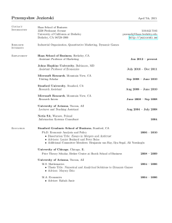 Przemys law Jeziorski - Faculty Directory | Berkeley-Haas
