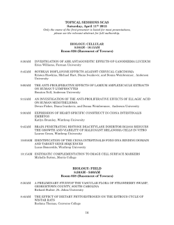 Sr. Academy Oral Presentation Session Schedule