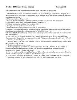 SCHM 109 Study Guide Exam 3 Spring 2015