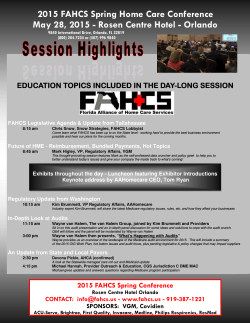 2015 FAHCS Spring Home Care Conference May 28, 2015