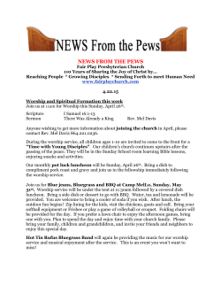 NEWS FROM THE PEWS - Fair Play Presbyterian Church
