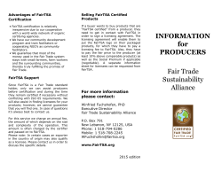 INFORMATION for PRODUCERS Fair Trade Sustainability