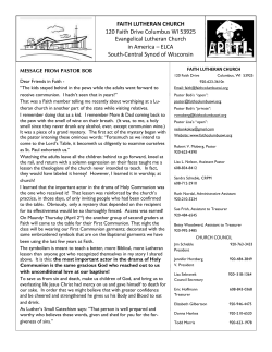 April newsletter - Faith Lutheran Church in Columbus, Wisconsin