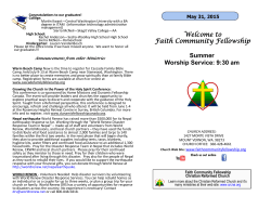 Welcome to Faith Community Fellowship Summer Worship Service