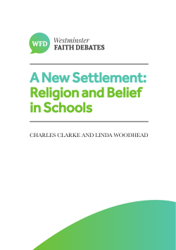 A New Settlement: Religion and Belief in Schools