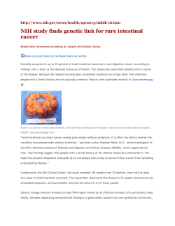 NIH study finds genetic link for rare intestinal cancer