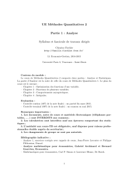 UE MÃ©thodes Quantitatives 2 Partie 1 : Analyse Syllabus et