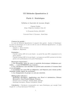 UE MÃ©thodes Quantitatives 2 Partie 2 : Statistiques Syllabus