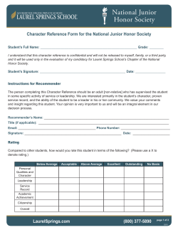 NJHS Character Reference Form - Laurel Springs School Family