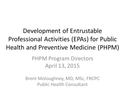 Development of EPAs for PHPM - Department of Family Medicine