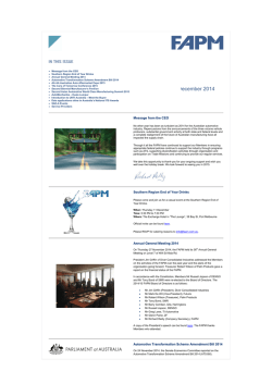 FAPM December 2014 Newsletter - Automotive Industry Updates
