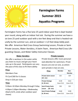 Farmington Farms Summer 2015 Aquatics Programs