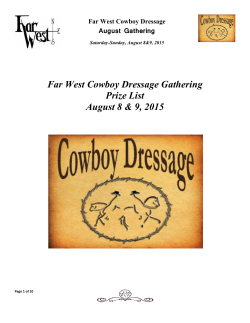 Far West Cowboy Dressage Gathering Prize List August 8 & 9, 2015