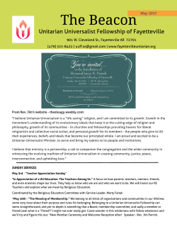 May 2015 Beacon - Unitarian Universalist Fellowship of Fayetteville