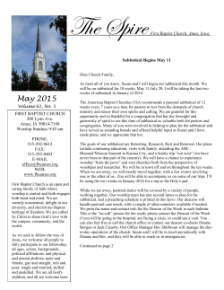 May 2015 Spire - First Baptist Church of Ames, Iowa