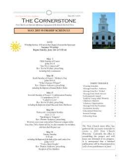 Cornerstone Newsletter May 2015