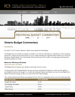 2015 Provincial Budget Commentary
