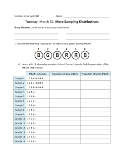 Tuesday, March 31: More Sampling Distributions