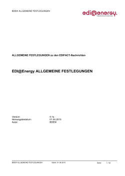 EDI@Energy ALLGEMEINE FESTLEGUNGEN