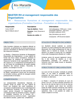 Master 1 Ressources Humaines en Formation Continue