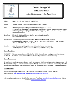 TFC March Break HP Camp - Ontario Fencing Association