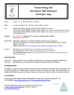 Summer HP Foil & Epee Camp - Ontario Fencing Association