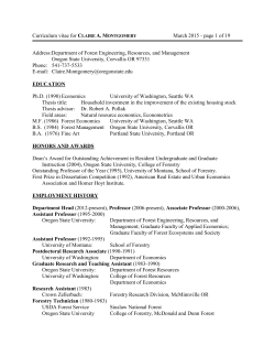 Curriculum vitae for CLAIRE A. MONTGOMERY March 2015