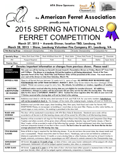 AFA`s 2015 Spring Nationals Ferret Competition Official Entry Form