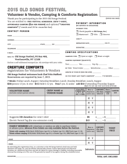 2015 Volunteer, Camping & Comforts Registration Form