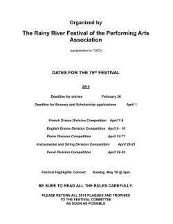 Organized by the Rainy River District Music Festival Association
