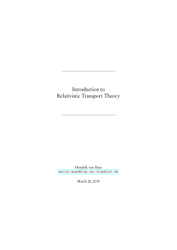 Introduction to Relativistic Transport Theory