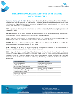 fibra inn announces resolutions of its meeting with cbfi holders