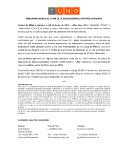09 Junio 2015, Fibra uno anuncia el cierre de la adquisiciÃ³n del