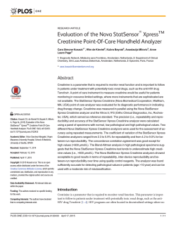 Evaluation of the Nova StatSensorÂ® XpressTM Creatinine Point