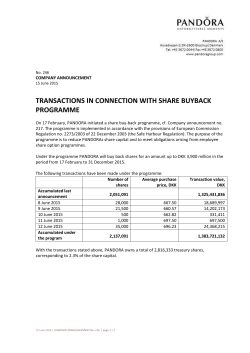 transactions in connection with share buyback