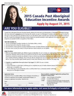 2015 Canada Post Aboriginal Education Incentive