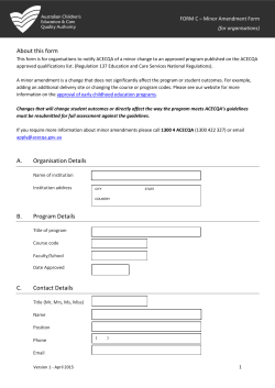 About this form A. Organisation Details B. Program Details