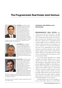 The Programmatic Real Estate Joint Venture