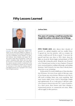 Fifty Lessons Learned