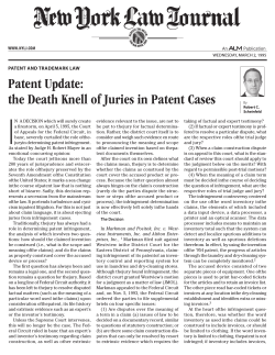 Patent Update: the Death Knell of Juries in Patent