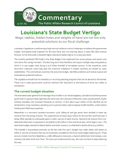 Louisiana`s State Budget Vertigo - Public Affairs Research Council