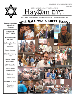 June 2015 Hayom 5775 - Congregation Agudath Achim