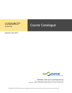 Course Catalogue - CUSOURCE Credit Union Knowledge Network