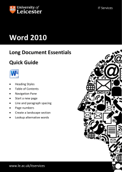 Word 2010 - Long Documents