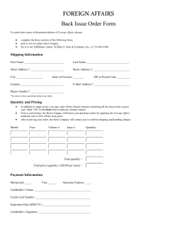 FOREIGN AFFAIRS Back Issue Order Form