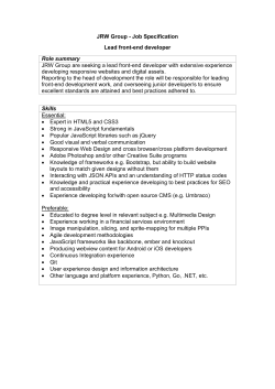 JRW Group - Job Specification Lead front-end