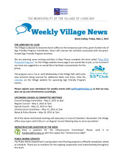Week Ending: Friday, May 1, 2015 THE LIONS BAY 55+ CLUB The