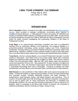 SPEAKER BIOS - Louisiana State Bar Association