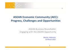 ASEAN Economic Community (AEC): Progress, Challenges and