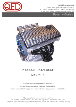 Rover K-Series Pricelist - Quorn Engine Developments